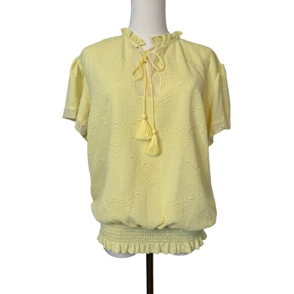 2/$30 Marc New York Andrew Marc M Beautiful Yellow Textured Blouse - Picture 1 of 12